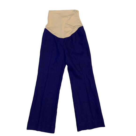 Ann Taylor Loft Maternity Linen Purple Pants Womens 2 M Comfort Straight Pull On - Picture 1 of 10